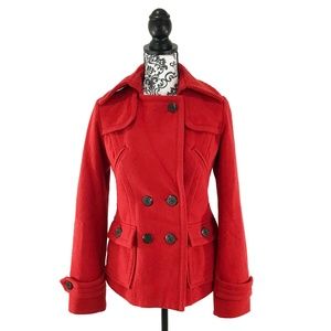 American Eagle Pea Coat Red Medium